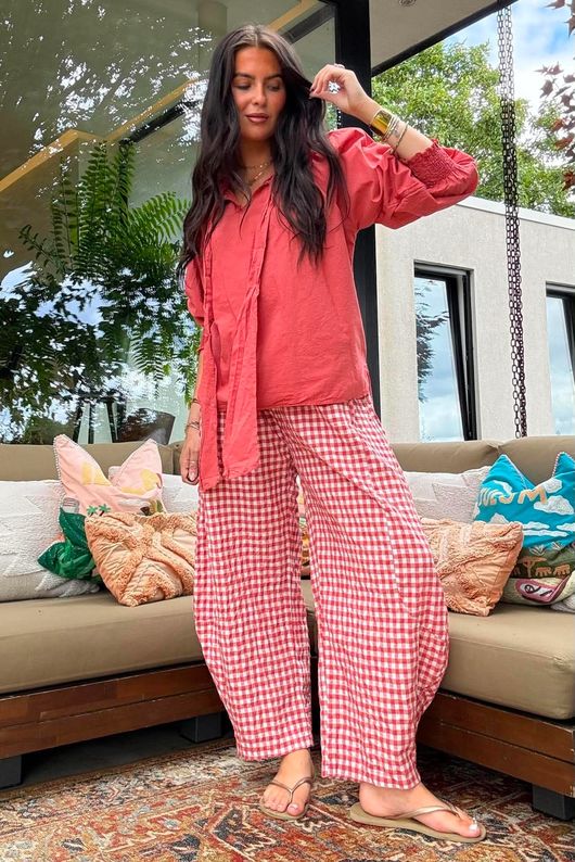 Nonni Gingham 7/8 Barrel Pant Jam